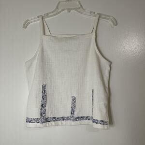 Madewell Gauze white Daisy trim square neck tank top small